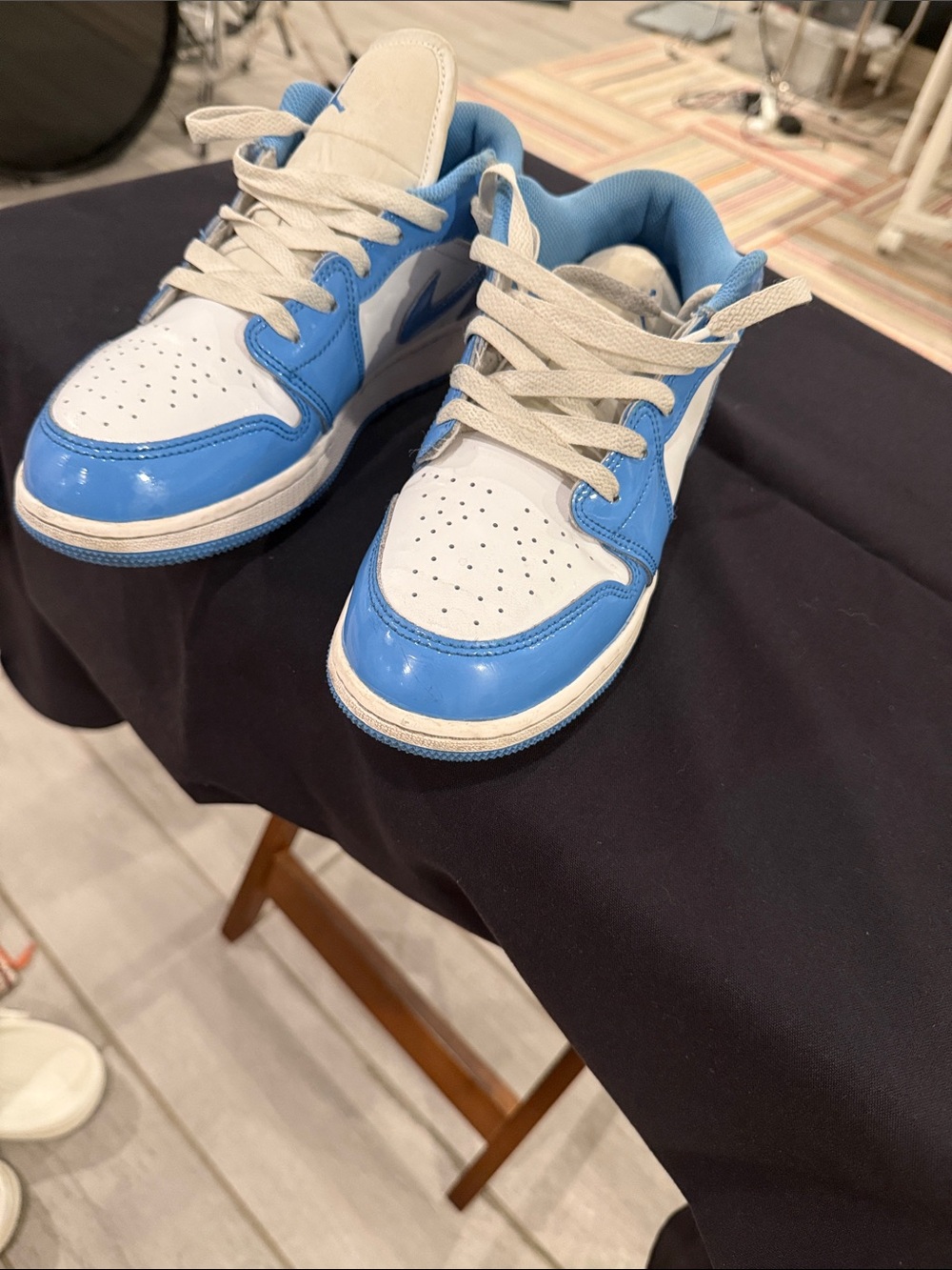 Nike White and Light Blue Low-Top Sneakers